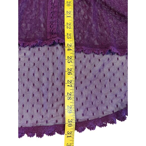 Free People Fiona Plum Mesh Sheer Lace Top Women's Size S Boho Victorian Whimsy - Picture 9 of 9